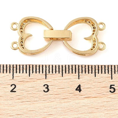 Rack Plating Brass Micro Pave Clear Cubic Zirconia Fold Over Clasps KK-S384-03G-1