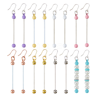 8 Pairs 8 Colors Round Spray Printed Alloy Dangle Earrings EJEW-HS0001-42-1