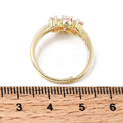 Brass Micro Pave Cubic Zirconia Cuff Open Rings CU-CBA5C10-03G-1