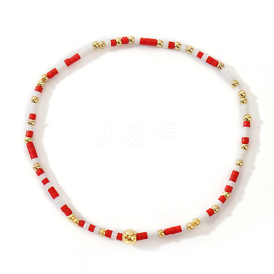 Bohemian Glass Seed Beads & Brass Stretch Bracelets for Women TI8364-1-1