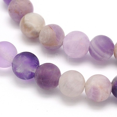 Frosted Round Natural Chevron Amethyst Beads Strands G-N0166-55-6mm-1