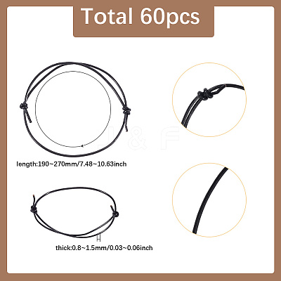 60Pcs Mixed Size Adjustable DIY Imitation Leather Bracelet Making BJEW-SP0001-05-1