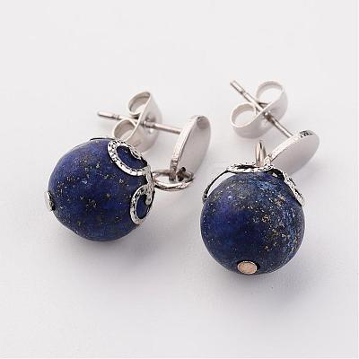 Natural Gemstone Stud Earrings EJEW-JE02127-1