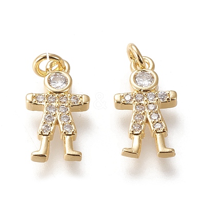 Brass Micro Pave Cubic Zirconia Charms KK-M209-02G-1