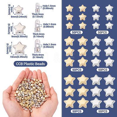 300Pcs 3 Styles CCB Plastic Beads CCB-TA0001-16-1