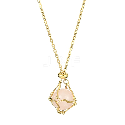 Crystal Cage Holder Necklace NJEW-JN04603-02-1