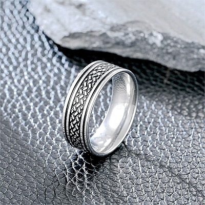 201 Stainless Steel Scale Pattern Finger Rings for Men FS-WGDD078-01-1