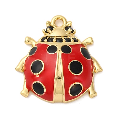 Brass Micro Pave Black Cubic Zirconia Enamel Pendants KK-I276-25G-1