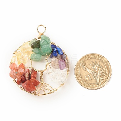 Natural Gmestone Copper Wire Big Pendants PALLOY-JF01434-02-1