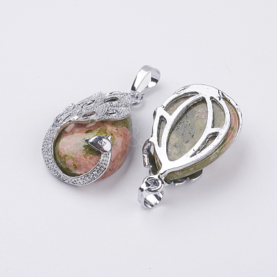 Natural Unakite Pendants G-E442-04H-1