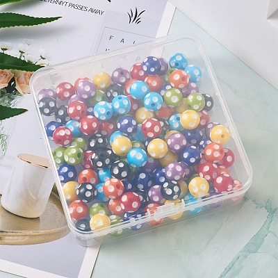 120Pcs 8 Colors Opaque Resin Beads RESI-CW0001-06A-1