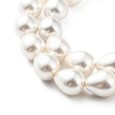Teardrop Shell Pearl Bead Strands BSHE-L015-12x16-01-1