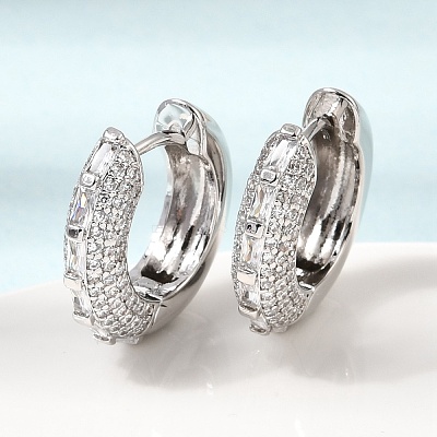 Brass Micro Pave Cubic Zirconia Hoop Earrings KK-CBA8324-22P-05-1