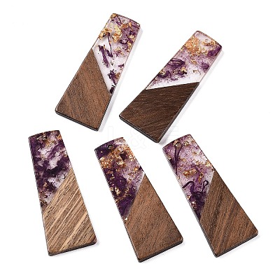 Opaque Resin & Walnut Wood Pendants RESI-T058-04E-1