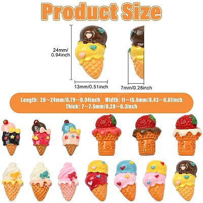 52Pcs 13 Styles Resin Cabochons RESI-CJ0004-86-1