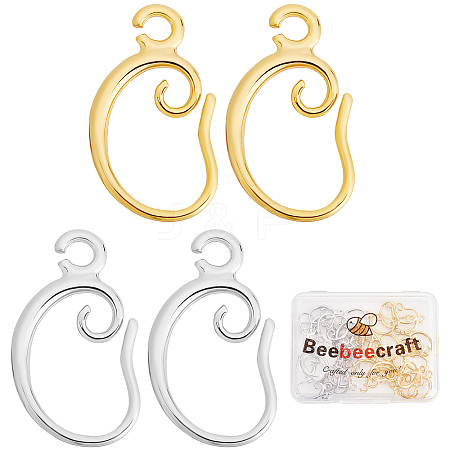 Beebeecraft 20 Pairs 2 Colors Brass Earring Hooks KK-BBC0002-65-1