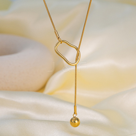 304 Stainless Steel Round Ball Slider Lariat Necklaces for Women WGD4E8A-01-1