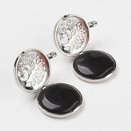 Natural Obsidian Pendants G-G910-B12-1