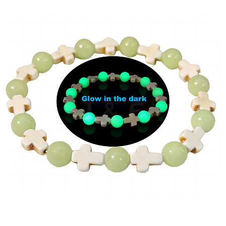 Synthetic Turquoise Stretch Bracelets PW-WGD71A5-02-1