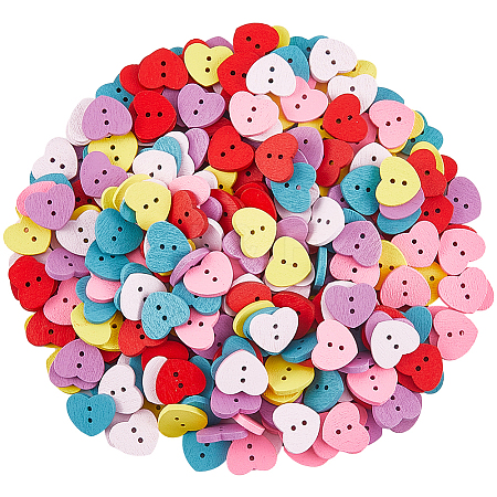300Pcs 2-Hole Wood Buttons BUTT-SP0001-04A-1