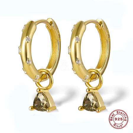 Real 18K Gold Plated 925 Sterling Silver Rhinestone Dangle Hoop Earrings XU8813-1-1