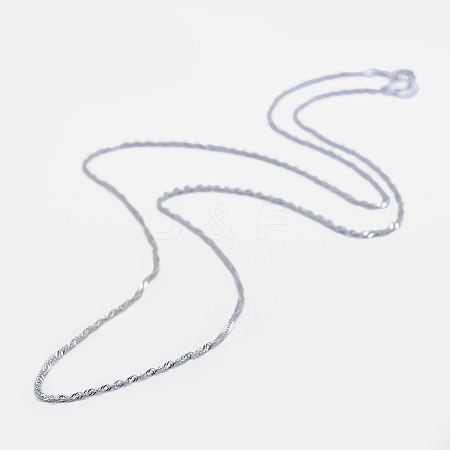 Anti-Tarnish Rhodium Plated 925 Sterling Silver Singapore Chain Necklaces STER-F039-45cm-06P-1