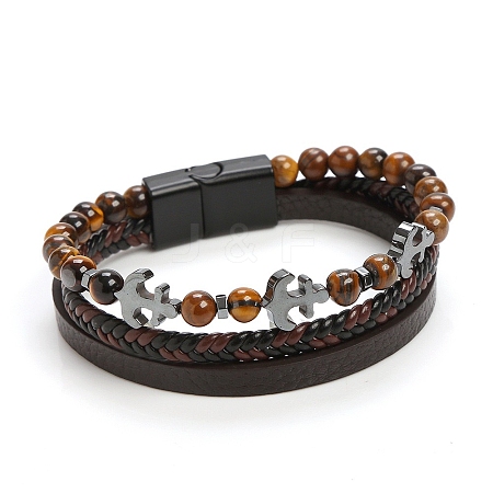 Natural Tiger Eye Beaded Bracelets PW-WG4D6D1-01-1