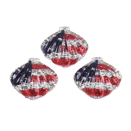 Independence Day Transparent Epoxy Resin & Glitter Powder Powder Cabochons RESI-G132-02-1