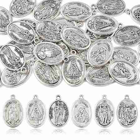 30Pcs 6 Styles Religion Tibetan Style Alloy Pendants FIND-FS0005-01-1