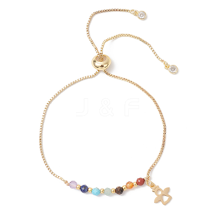 Chakra Brass Box Chain Slider Bracelets BJEW-JB12602-01-1