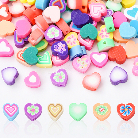 100pcs 5 Styles Handmade Polymer Clay Beads CLAY-YW0002-16-1
