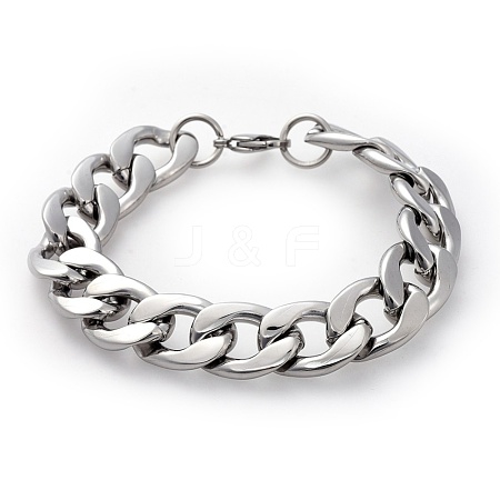 Men's 304 Stainless Steel Curb Chain Bracelets X-BJEW-G618-01P-1