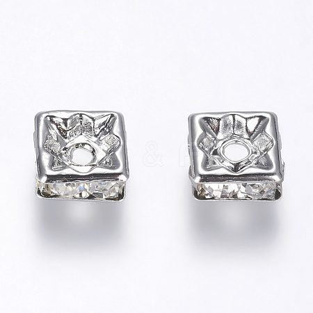Brass Rhinestone Spacer Beads RB-A013-6x6-01P-NF-1