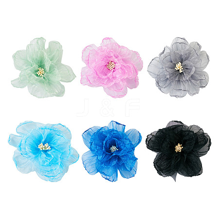 6Pcs 6 Colors Organza Ornament Accessories DIY-TA0006-50B-1