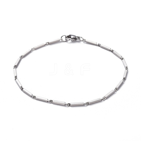 Tarnish Resistant Unisex 201 Stainless Steel Bar Link Chain Bracelets BJEW-L637-42A-P-1