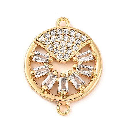 Brass Pave Clear Cubic Zirconia Connector Charms KK-S389-37G-1