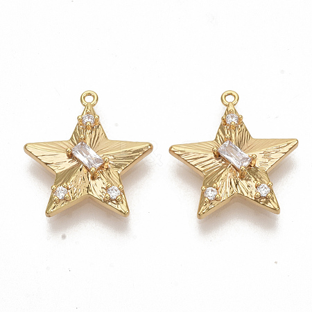 Brass Cubic Zirconia Pendants KK-T050-14G-NF-1