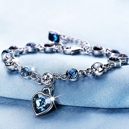 Flat Round Alloy Rhinestone Link Bracelets WGFE8E3-01-1