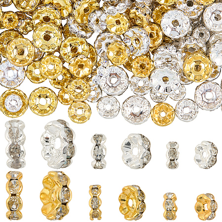 300Pcs 6 Styles Brass Rhinestone Spacer Beads RB-PA0001-02-1