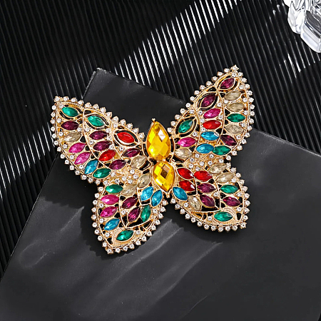 Alloy Rhinestone Lapel Pins for Clothes ALRI-D302-03G-1
