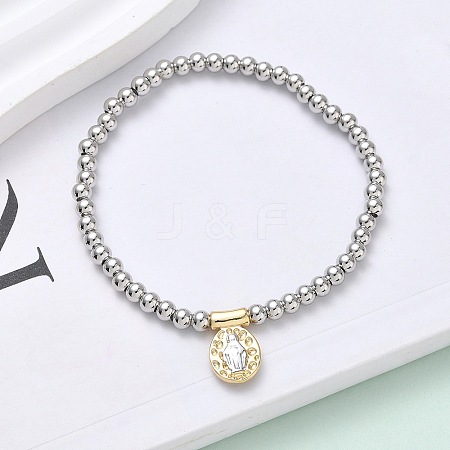 Brass Oval Charms Bracelets BJEW-B148-03A-02-1