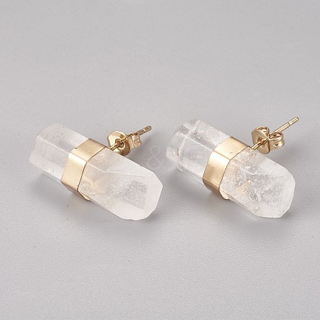 Natural Quartz Crystal Stud Earrings EJEW-I212-F-02G-1