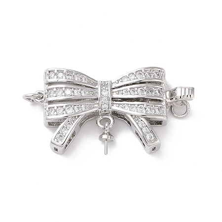 Brass Micro Pave Clear Cubic Zirconia Box Clasps LS-KK-G427-09P-1