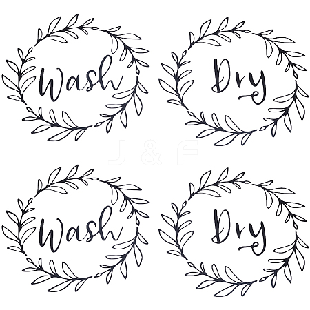 PVC Wash Dry Laundry Stickers STIC-WH0004-24B-1