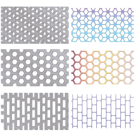 Rhombus Rectangle Hexagon Carbon Steel Cutting Dies Stencils DIY-WH0490-003-1