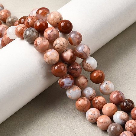 Natural Pink Agate Beads Strands G-K350-C02-8mm-1