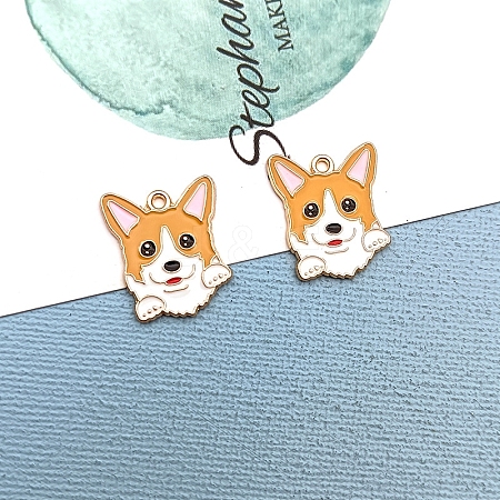 Alloy Enamel Puppy Pendants PW-WG22495-08-1