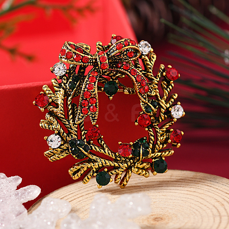 Christmas Theme Zinc Alloy Rhinestone Brooches for Backpack Clothes LK8386-25-1