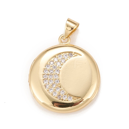 Brass Micro Pave Cubic Zirconia Locket Pendants KK-A161-42B-G-1