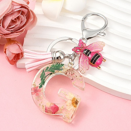 Resin & Acrylic & Faux Suede Tassel Keychain KEYC-YW00125-07-1